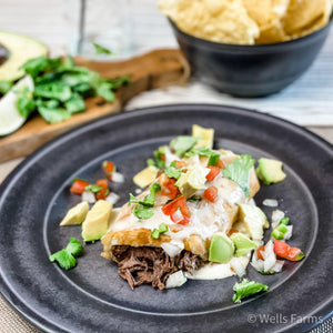 Beef and Queso Chimichangas